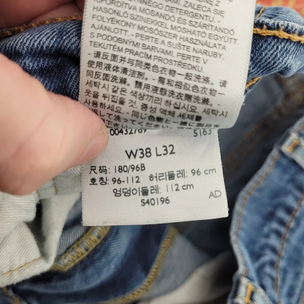 Levis 505 Regular Fit‎ Straight Leg Jeans Mens 38x32 Blue Denim Actual 37x30